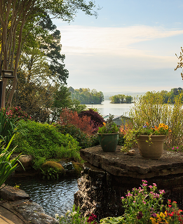 Fountain and Koi Pond next to Bistro Outdoor dining area 1.png